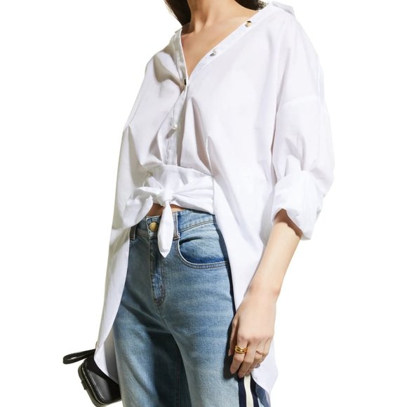 NWT Hellessy Tollin Knot-Hem High-Low White button up Shirt - Picture 4 of 9